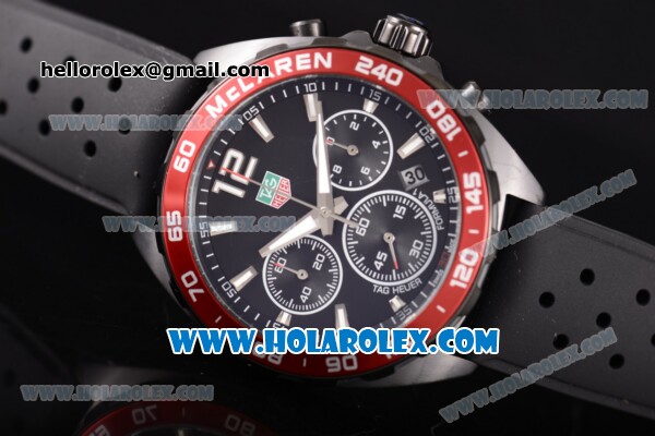Tag Heuer Formula I Limited Edition 30th Anniversary McLare Chrono Miyota Quartz PVD Case with Black Dial Red Bezel and White Sitck Markers - Click Image to Close